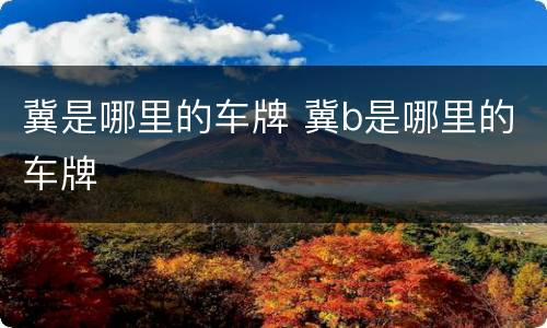 冀是哪里的车牌 冀b是哪里的车牌