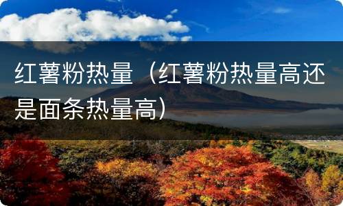 红薯粉热量（红薯粉热量高还是面条热量高）
