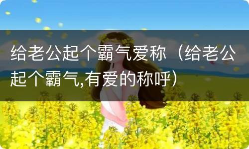给老公起个霸气爱称（给老公起个霸气,有爱的称呼）