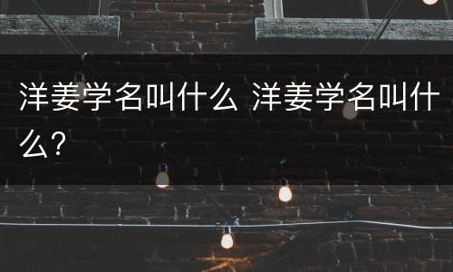 洋姜学名叫什么 洋姜学名叫什么?