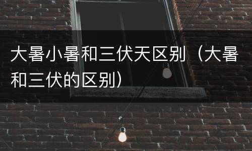 大暑小暑和三伏天区别（大暑和三伏的区别）