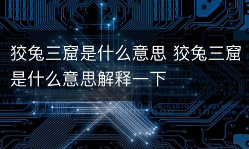 狡兔三窟是什么意思 狡兔三窟是什么意思解释一下