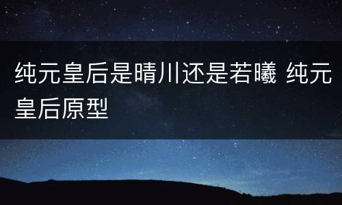 纯元皇后是晴川还是若曦 纯元皇后原型