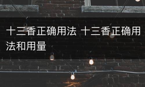 十三香正确用法 十三香正确用法和用量