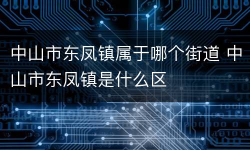 中山市东凤镇属于哪个街道 中山市东凤镇是什么区