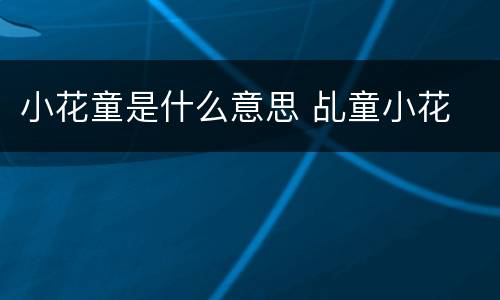 小花童是什么意思 乩童小花