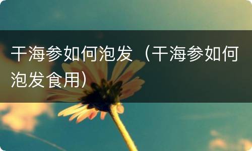 干海参如何泡发（干海参如何泡发食用）