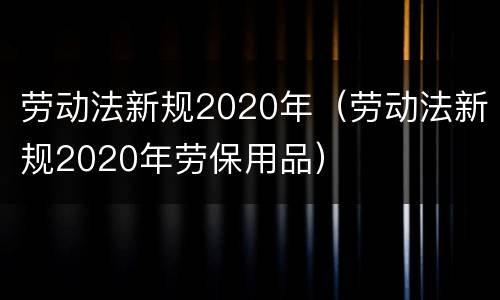 劳动法新规2020年（劳动法新规2020年劳保用品）