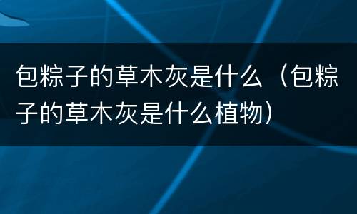 包粽子的草木灰是什么（包粽子的草木灰是什么植物）