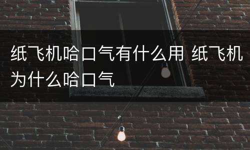 纸飞机哈口气有什么用 纸飞机为什么哈口气