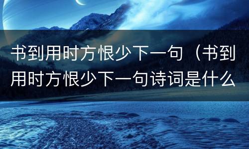 书到用时方恨少下一句（书到用时方恨少下一句诗词是什么 全诗）