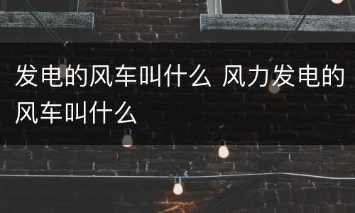 发电的风车叫什么 风力发电的风车叫什么