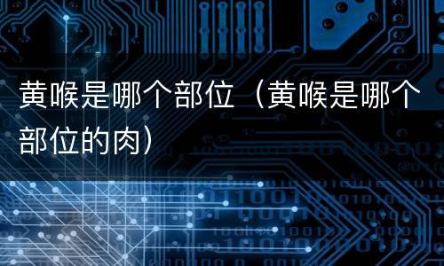 黄喉是哪个部位（黄喉是哪个部位的肉）