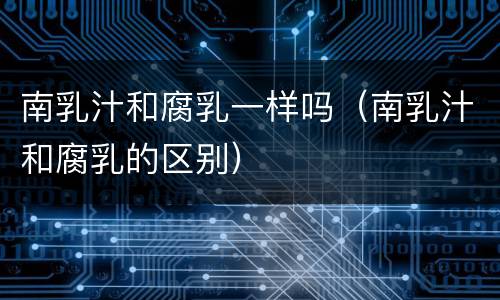 南乳汁和腐乳一样吗（南乳汁和腐乳的区别）