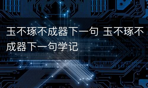 玉不琢不成器下一句 玉不琢不成器下一句学记