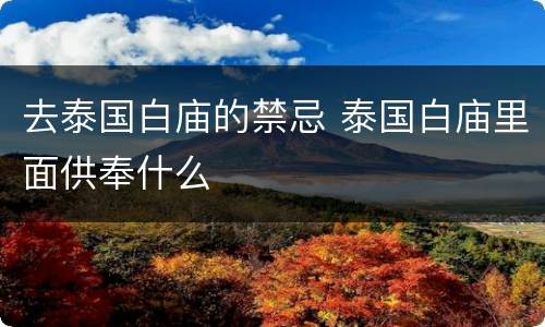 去泰国白庙的禁忌 泰国白庙里面供奉什么