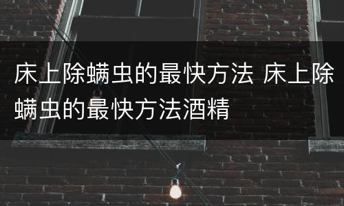床上除螨虫的最快方法 床上除螨虫的最快方法酒精