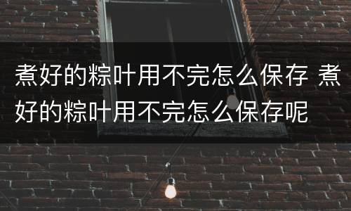 煮好的粽叶用不完怎么保存 煮好的粽叶用不完怎么保存呢