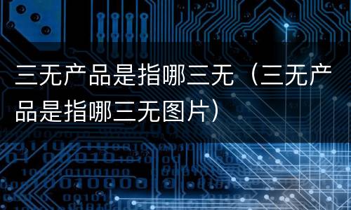 三无产品是指哪三无（三无产品是指哪三无图片）