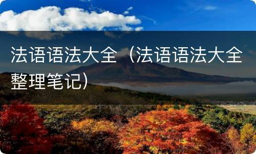 法语语法大全（法语语法大全整理笔记）