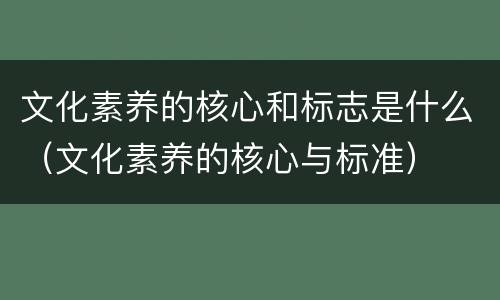 文化素养的核心和标志是什么（文化素养的核心与标准）