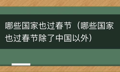 哪些国家也过春节（哪些国家也过春节除了中国以外）