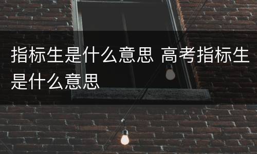 指标生是什么意思 高考指标生是什么意思