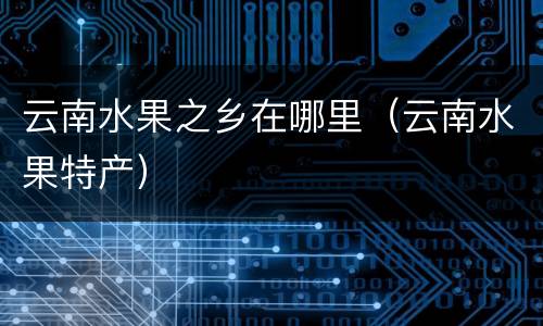 云南水果之乡在哪里（云南水果特产）