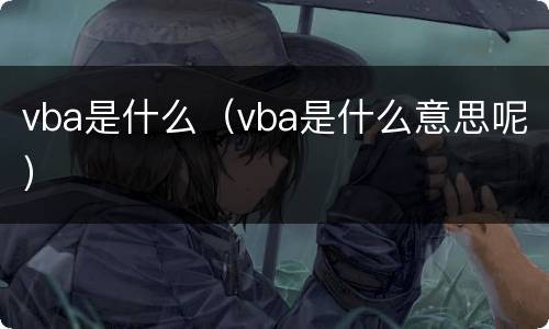 vba是什么（vba是什么意思呢）