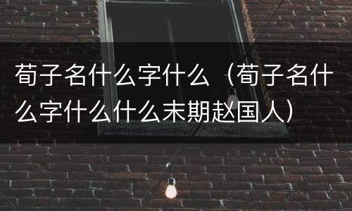 荀子名什么字什么（荀子名什么字什么什么末期赵国人）