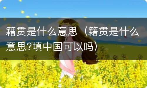 籍贯是什么意思（籍贯是什么意思?填中国可以吗）