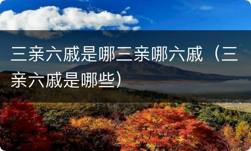 三亲六戚是哪三亲哪六戚（三亲六戚是哪些）