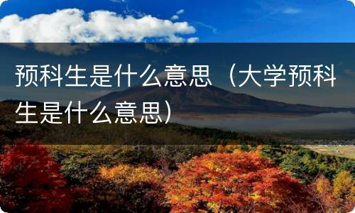 预科生是什么意思（大学预科生是什么意思）