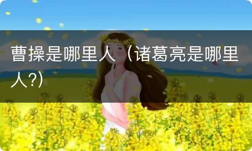曹操是哪里人（诸葛亮是哪里人?）