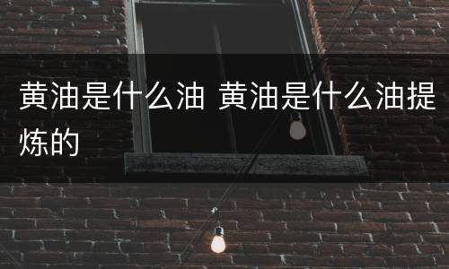 黄油是什么油 黄油是什么油提炼的