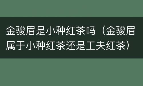 金骏眉是小种红茶吗（金骏眉属于小种红茶还是工夫红茶）