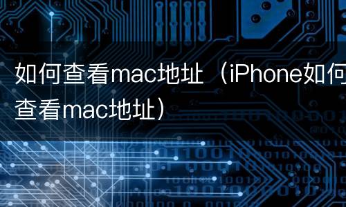 如何查看mac地址（iPhone如何查看mac地址）
