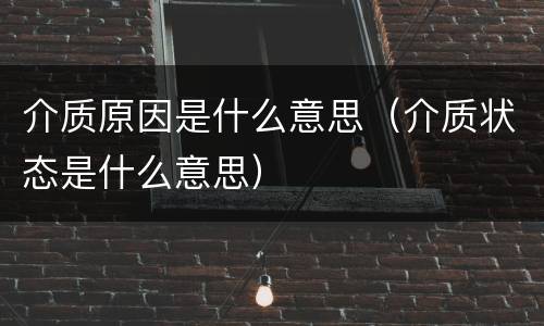 介质原因是什么意思（介质状态是什么意思）