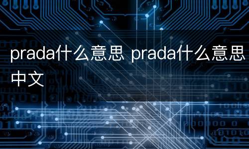 prada什么意思 prada什么意思中文