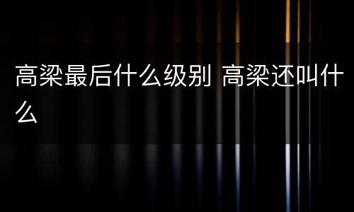 高梁最后什么级别 高梁还叫什么