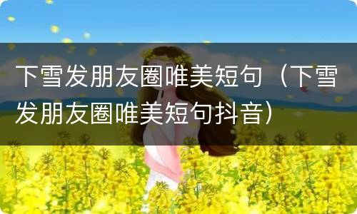 下雪发朋友圈唯美短句（下雪发朋友圈唯美短句抖音）