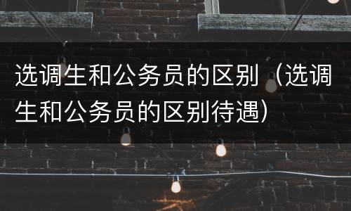 选调生和公务员的区别（选调生和公务员的区别待遇）