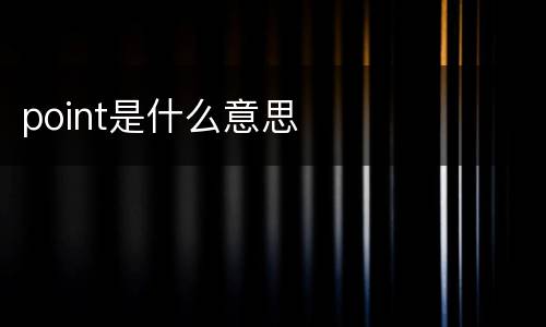 point是什么意思