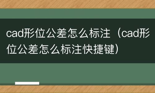cad形位公差怎么标注（cad形位公差怎么标注快捷键）