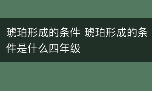 琥珀形成的条件 琥珀形成的条件是什么四年级