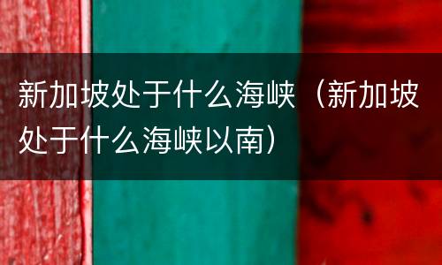 新加坡处于什么海峡（新加坡处于什么海峡以南）