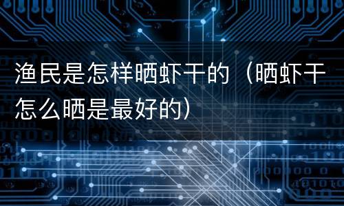 渔民是怎样晒虾干的（晒虾干怎么晒是最好的）