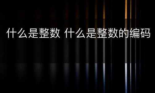 什么是整数 什么是整数的编码