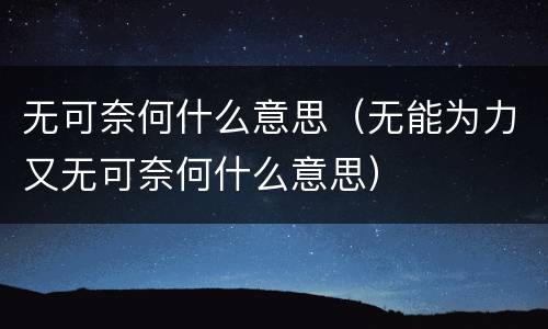 无可奈何什么意思（无能为力又无可奈何什么意思）