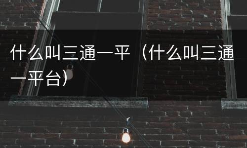 什么叫三通一平（什么叫三通一平台）